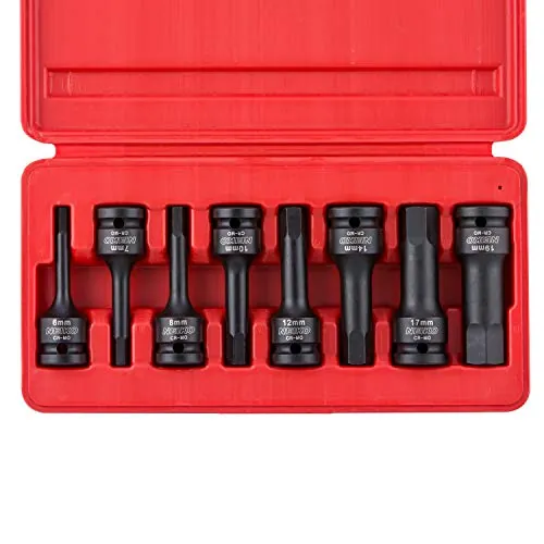 Neiko 01136B 1/2-Inch Drive Allen Hex Impact Socket Set (8-Piece)