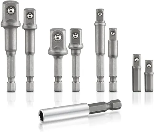Neiko 00257 Socket Adapter Extension Drill-Bit Set (9-Piece)