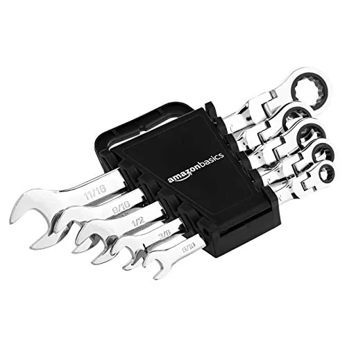 Amazon Basics 72-Tooth Ratcheting Combination Wrench Set (5-Piece)