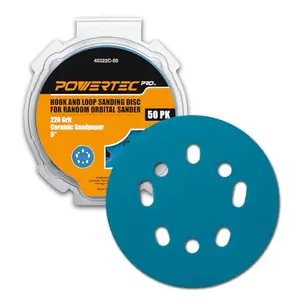 Powertec PRO 50PK 5 Inch Sanding Discs Hook and Loop