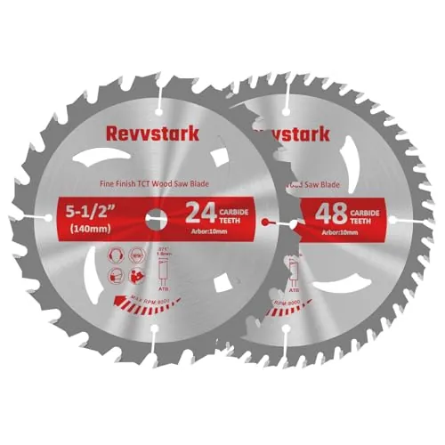 Revvstark 5-1/2"(10mm Arbor) Circular Saw Blade 24T&48T for Cutting Wood