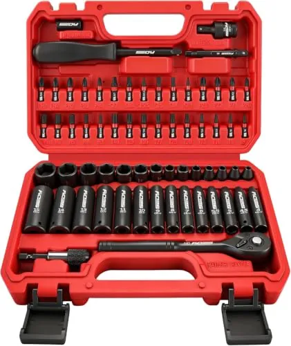 64-Piece 1/4" Drive Impact Socket Wrench Driver-Bits Set