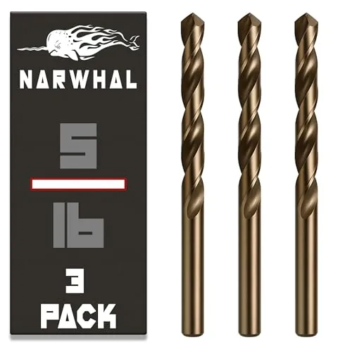 Narwhal 5/16 Inch Drill Bit (3 Pack) Cobalt for Metal & Stainless Steel