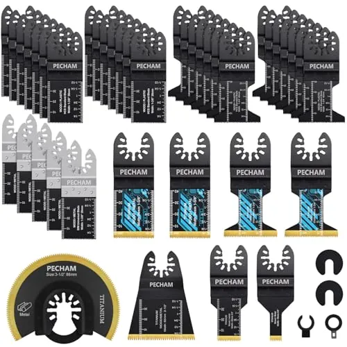 Pecham 45PCS Oscillating Saw Blades for Wood Plastics Metal and Nails